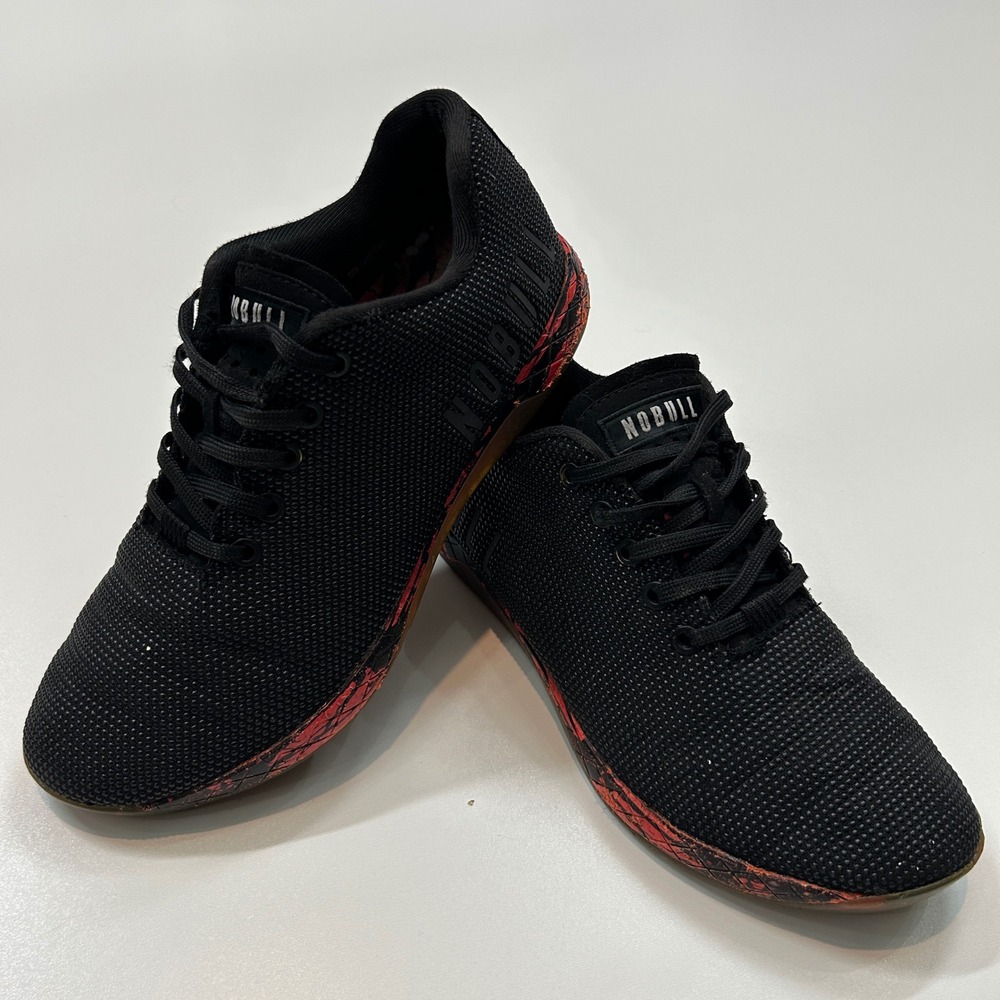 NOBULL Trainer Black Red Lava SuperFabric Training Shoes Mens 8.5 Womens 10